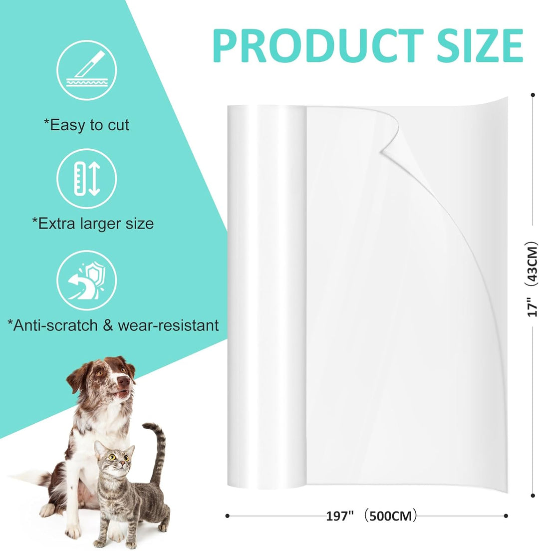 Uross Kratzschutz Sofa Katze Transparent 5m x 43cm, Katzenschutz Selbstklebend Tape Extra Long, Anti