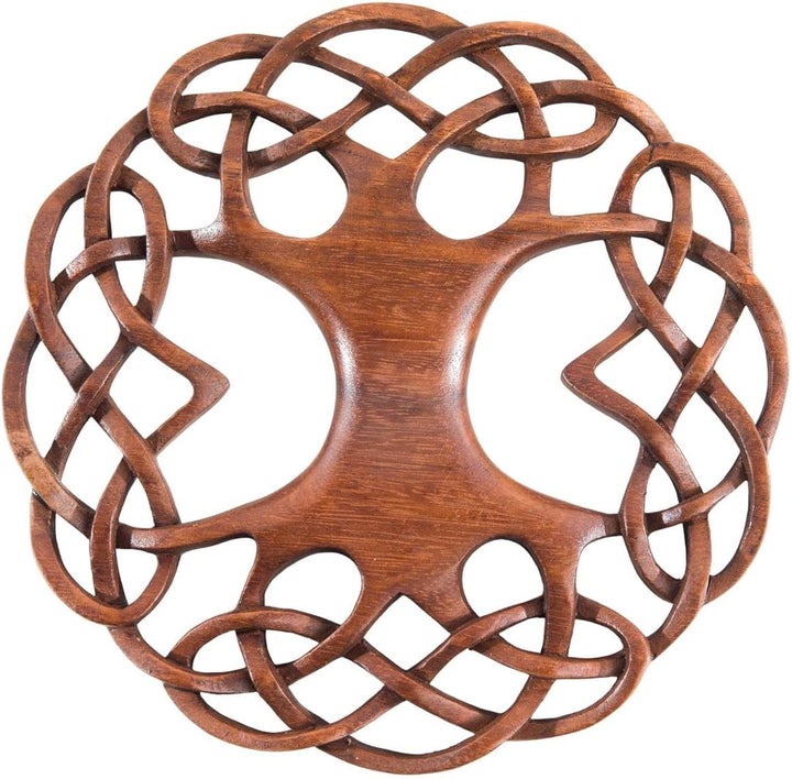 Windalf Zartes Celtic Holz Wanddeko WINWOOD Ø 22 cm Keltischer Lebensbaum mit keltischen Knoten Baum