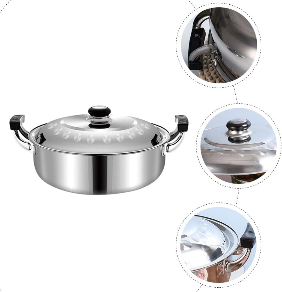 Zerodeko Dual-handle Edelstahl Hotpot Geteilter Fondue-topf Für Geschmäcker Multifunktionales Kochge