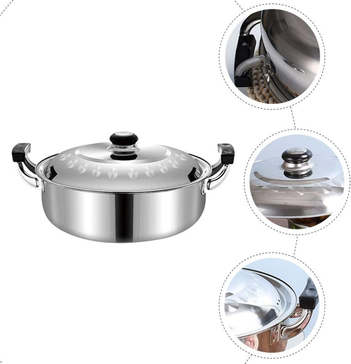 Zerodeko Dual-handle Edelstahl Hotpot Geteilter Fondue-topf Für Geschmäcker Multifunktionales Kochge