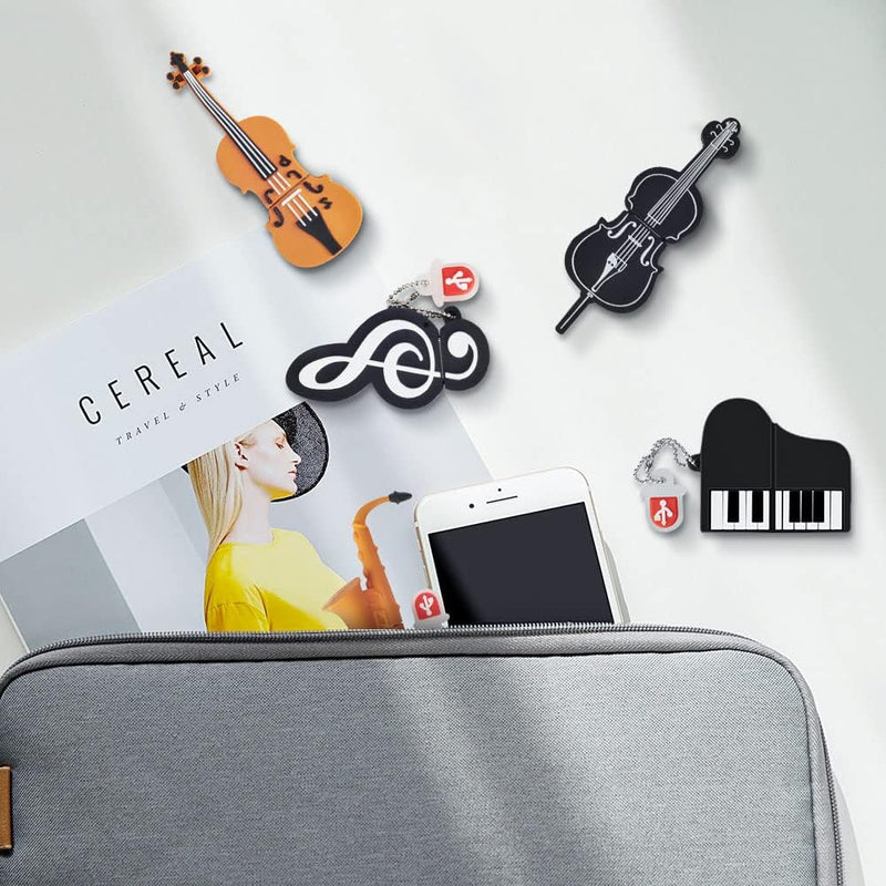 32GB*5 USB-Stick USB-Flash-Laufwerk Noten/Klavier/Saxophon/Violine/Cello, Memory Stick Cartoon Speic