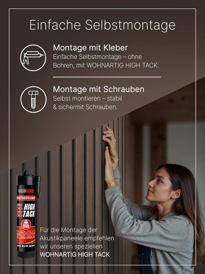 wohnartig® Akustikpaneele 1,485m² - 275cm x 54cm* set - (set = 2 Stück 275cm x 27cm) | Farbe: Antiqu