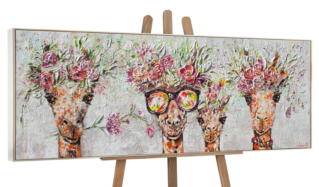YS-Art XXL Abstrakt Acryl Gemälde auf Leinwand Giraffen handgemalt Wandbilder Wohnzimmer Kinderzimme