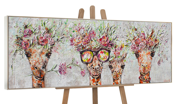 YS-Art XXL Abstrakt Acryl Gemälde auf Leinwand Giraffen handgemalt Wandbilder Wohnzimmer Kinderzimme