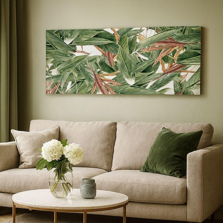 Wandbilder Dekoration Wohnzimmer Pflanze Blatt Blume Panorama Bilder auf Leinwand 120x50cm Leinwandb