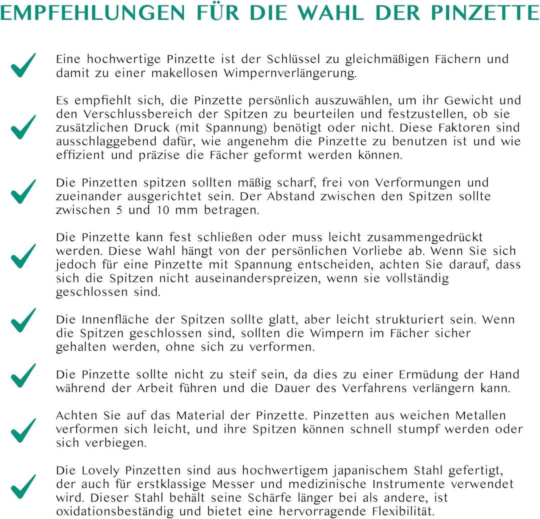 LOVELY Classic Wimpernpinzette für Wimpernverlängerung L-Type Abgerundet - hochwertige Edelstahl Pin
