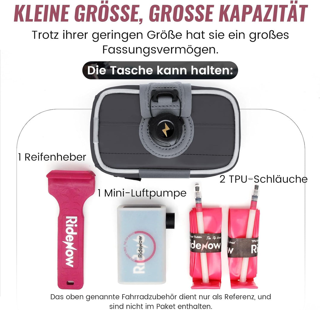 RIDENOW Fahrrad Satteltasche Fahrradtasche aus recycelten TPU-Schläuchen & Gummischläuchen, mit BOA-