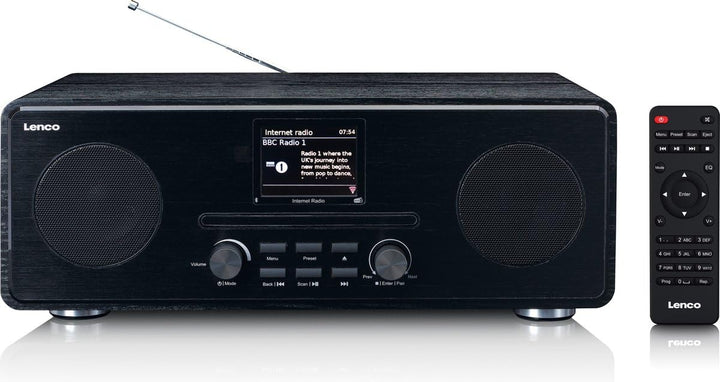 Lenco DIR 260 Internetradio - DAB+ Digitalradio - Bluetooth - WLAN - Radio-CD Player - 2,8“ Farbdisp