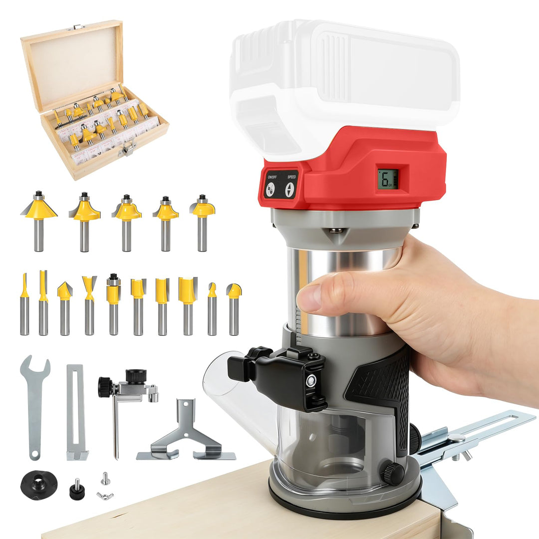 Bürstenloser kabelloser Power-Router kompatibel mit Milwaukee M18 18 V, Kantenschneider mit 6 Geschw