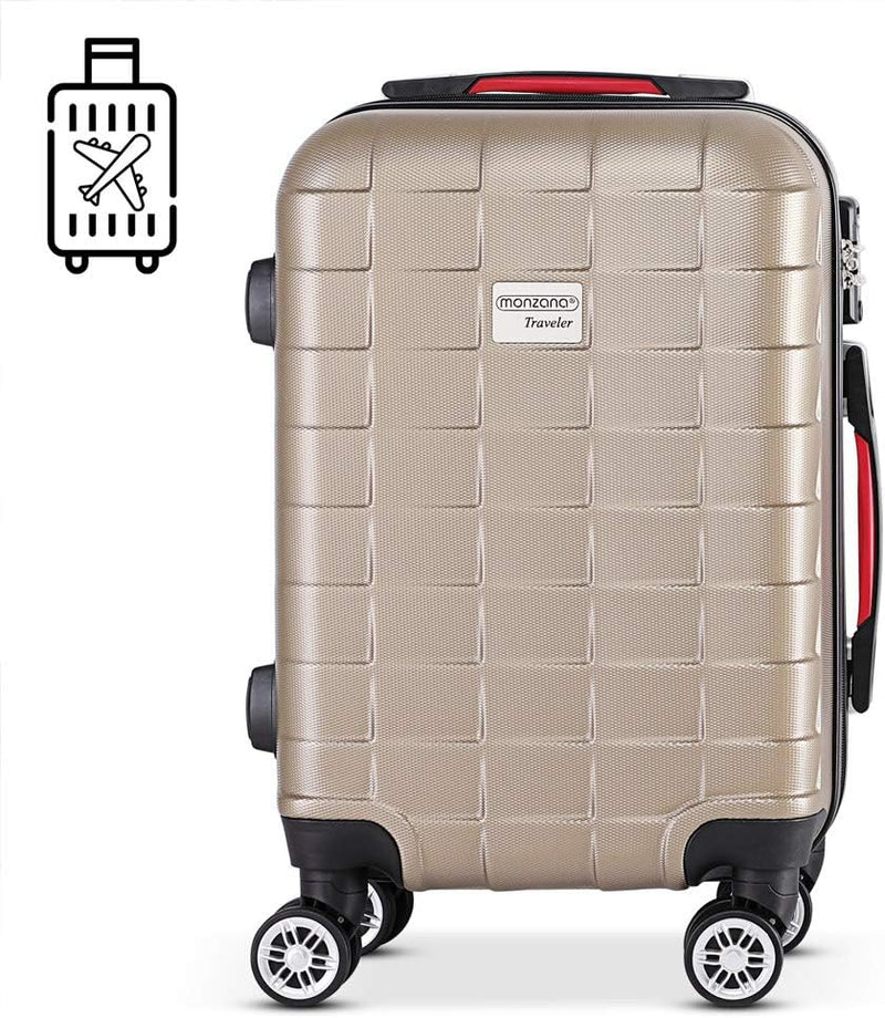 Monzana® Koffer Handgepäck Trolley mit TSA Schloss Zwillingsrollen Teleskopgriff Standfüsse Grösse M