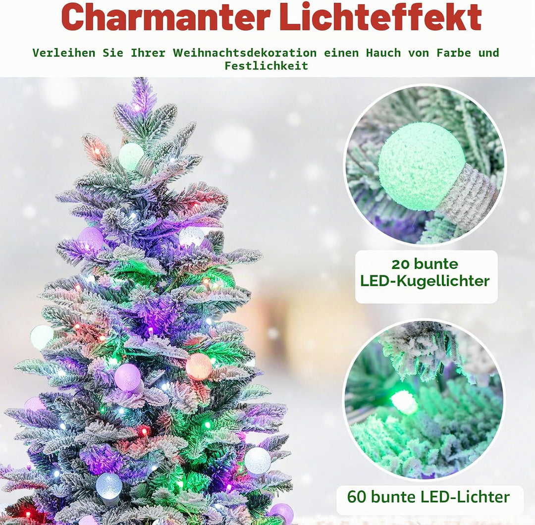 KOMFOTTEU 60 cm Künstlicher Weihnachtsbaum Mini, Christbaum mit LED & 148 Zweige, Kleiner Tannenbaum