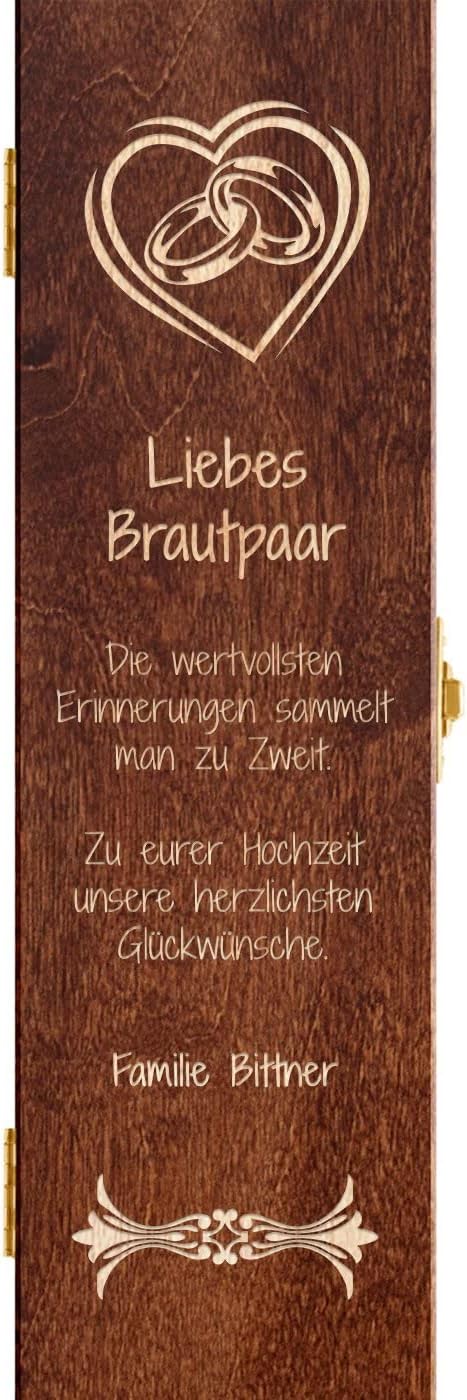 Maverton Weinbox mit Gravur - Holzbox mit Deckel - dekorative Weinkiste aus Kiefernholz - für Paare