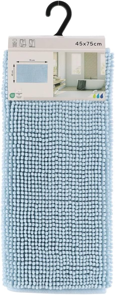 Tendance - Schlichter Mikrofaser-Ballteppich 45 x 75 cm – Hellblau – Badezimmerteppich