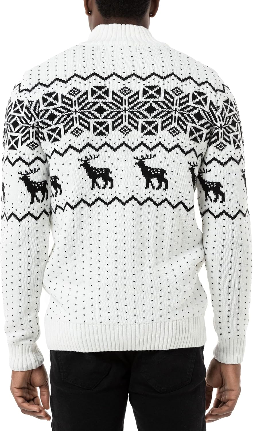 Redbridge Herren Strickjacke Norweger Strickpullover mit Reissverschluss S Weiss, S Weiß