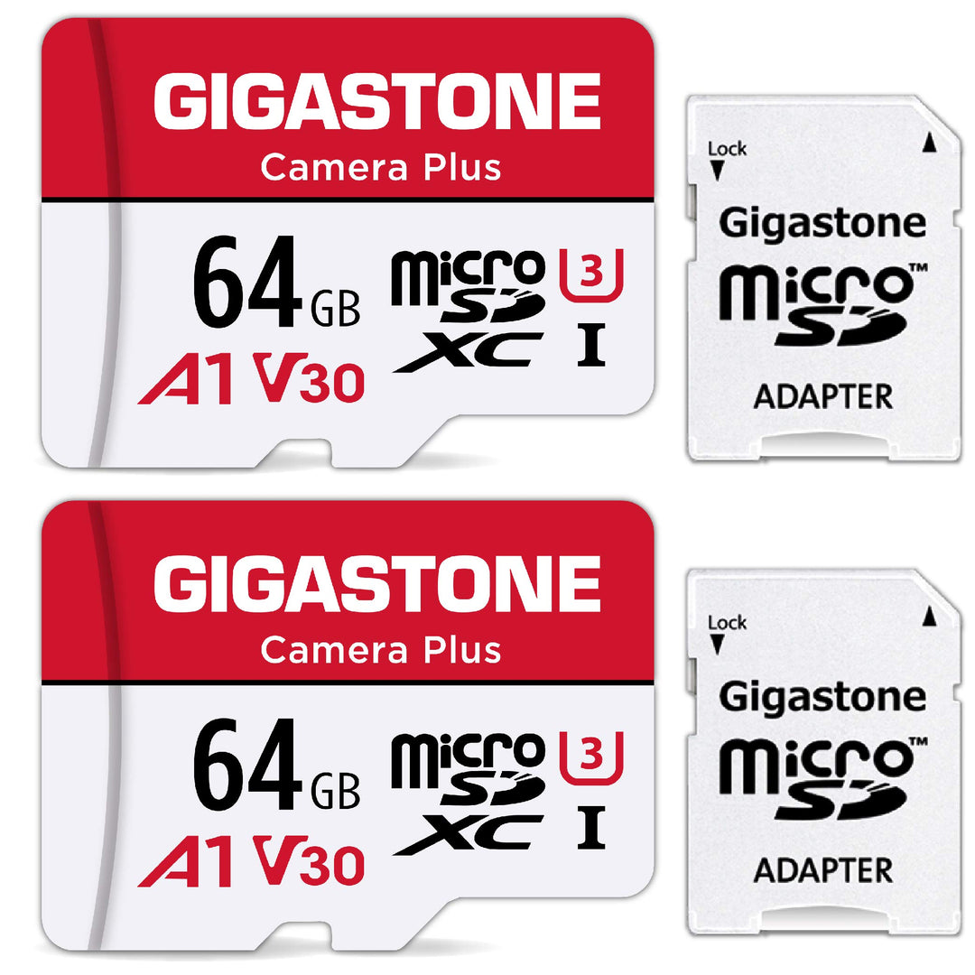 Gigastone Kamera Plus 64GB MicroSDXC Speicherkarte 2er-Pack + SD Adapter, für Action-Kamera und Droh