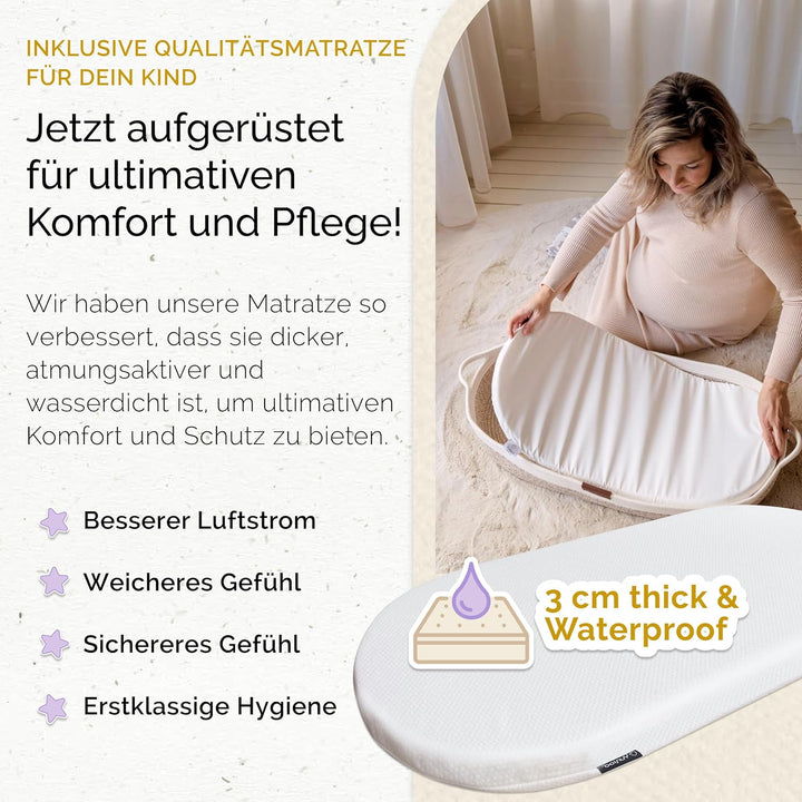 Yunioo Wickelauflage, Wickelkorb Baby mit Reise Wickelunterlage, Schaumstoffmatratze und wasserabwei