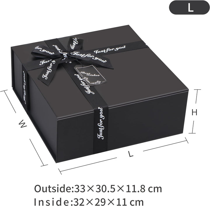JiaWei Geschenkbox 33 x 31 x 11,5 cm Gross, Geschenkkarton mit Magnetisch Deckel &amp; Kreuzförmige Schl