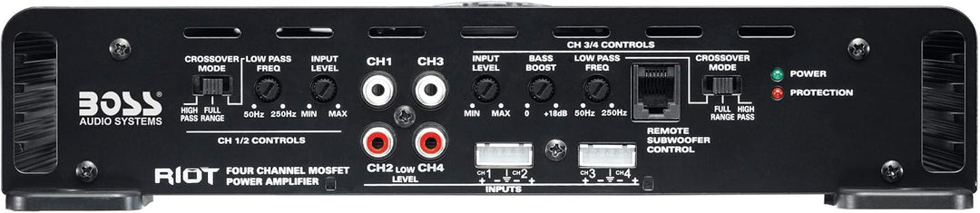 BOSS AUDIO R2504 Riot Serie 4-Kanal Full Range 1000 Watt Klasse A / B Verstärker Endstufe, 1000 W, 4