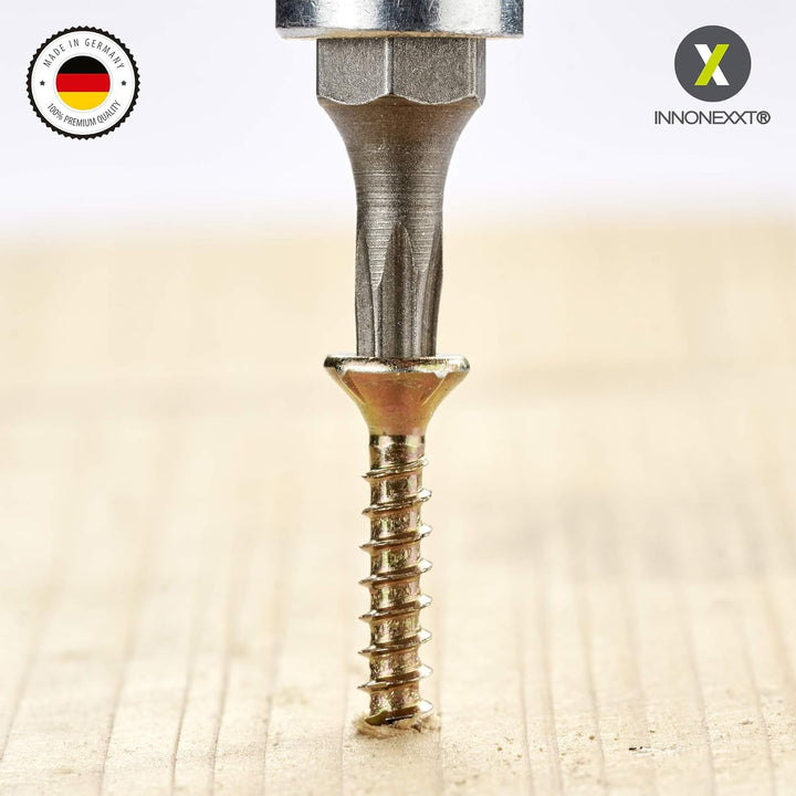 INNONEXXT® Premium Spanplattenschrauben | 3,0 x 30 mm | Fräsrippen | Cut-Spitze | Terrassenschrauben