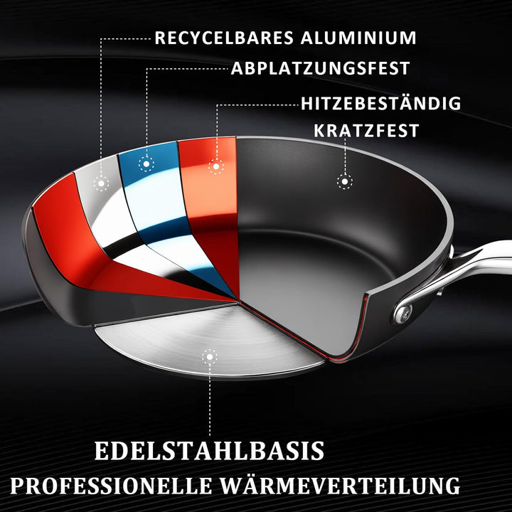 MSMK Kochtopf 16cm, 1.5L Kochtöpfe mit Deckel, Edelstahlgriff, Antihaft Topf Induktion, kratzfest, k