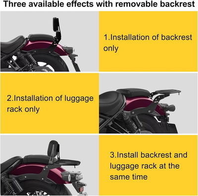 Motorrad Rückenlehne Sitzpolster mit Gepäckträger für Rebel CMX1100 CM1100 2021 2022 2023, PSLER Bei