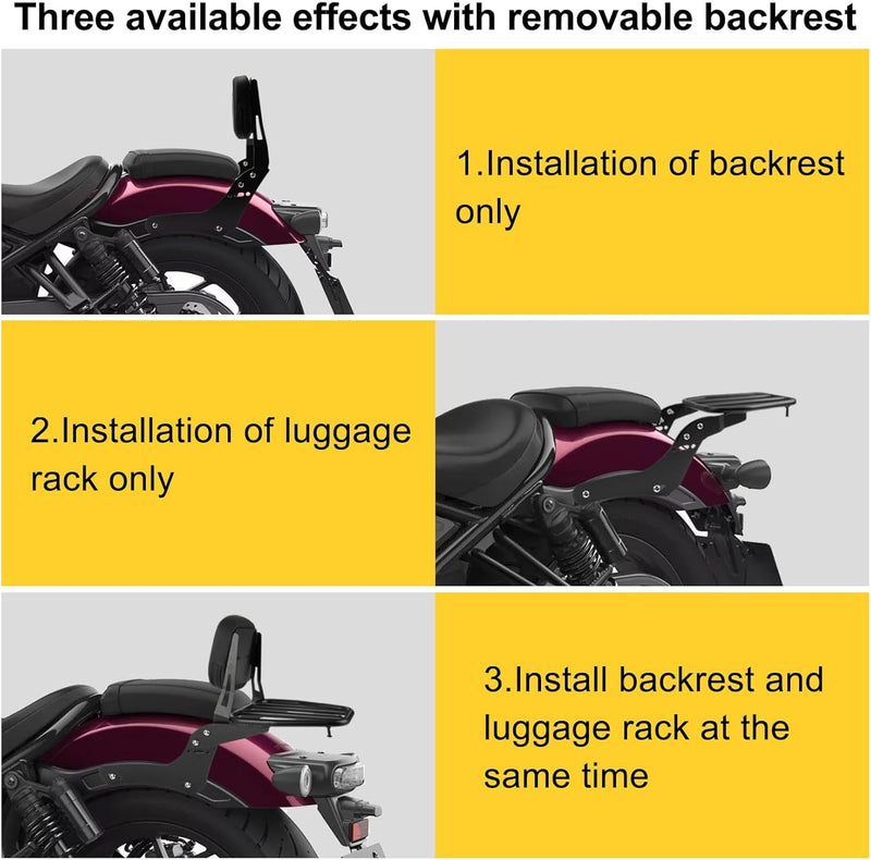 Motorrad Rückenlehne Sitzpolster mit Gepäckträger für Rebel CMX1100 CM1100 2021 2022 2023, PSLER Bei