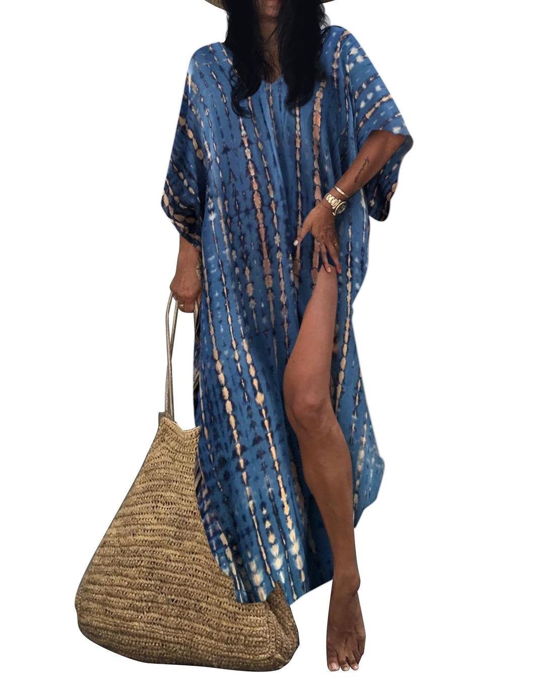 Bsubseach Damen Strandkleid Boho Strandponcho Plus Grösse Kaftan Sommerkleid Maxikleid Lose Maxi Kim