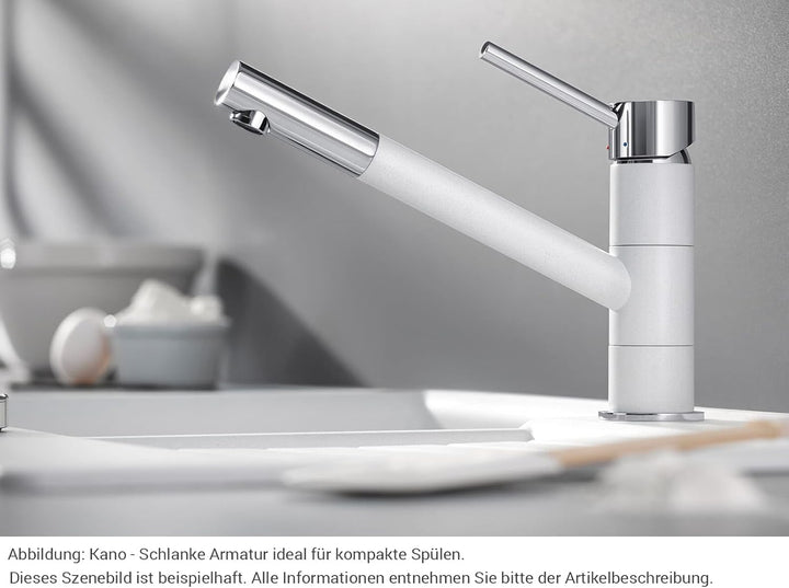 BLANCO KANO silgranitschwarz/chrom | Hochdruck | Rückflussverhinderer | Keramik Kartusche | Gesicher