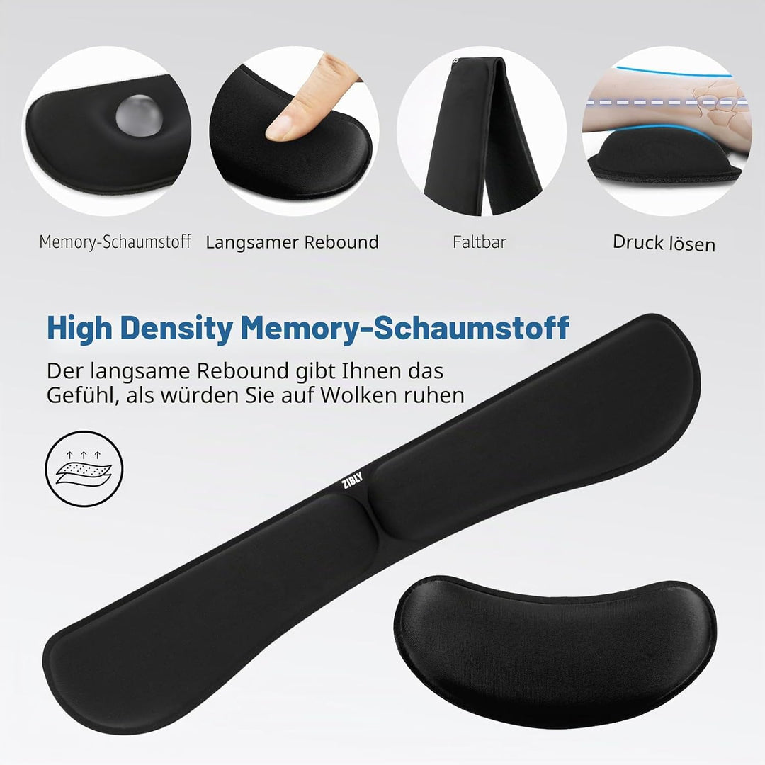 ZIBLY Tastatur- und Maus-Handgelenkauflage, rutschfestes, ergonomisches Handgelenkkissen, einfaches