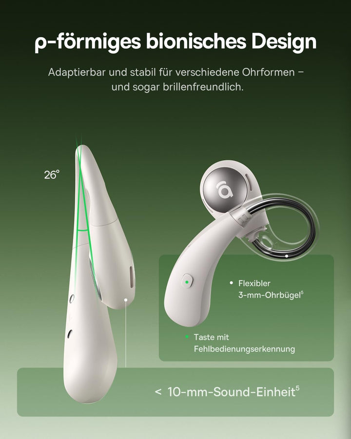 Baseus Eli Sport2 Open Ear Kopfhörer, Open Ear Headphones Sport mit S-Komfortkurve, 45H Playtime, Su