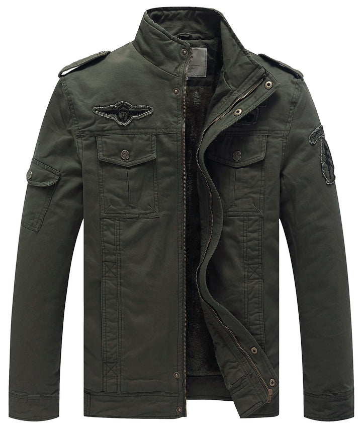 WenVen Herren Klassisch übergangsjacke Winter Warme Jacke Lässige Outdoor Winddichter Mäntel Verdick