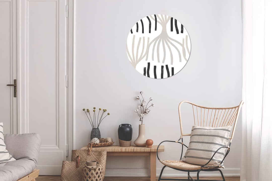 Wandbild Rund Wanddeko Deko Wohnzimmer Bilder 60x60 cm Linie - Pastell - Abstrakt - Muster, 60x60 cm
