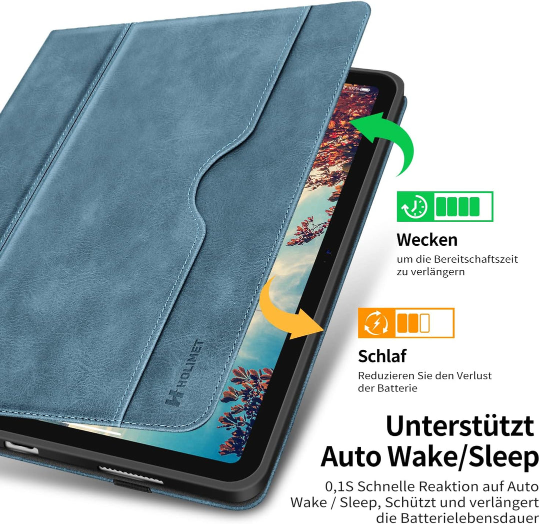 HOLIMET Hülle für iPad 10 Generation 2022 mit Stifthalter, iPad 10 Gen 2022 PU Leder Case TPU Rückse