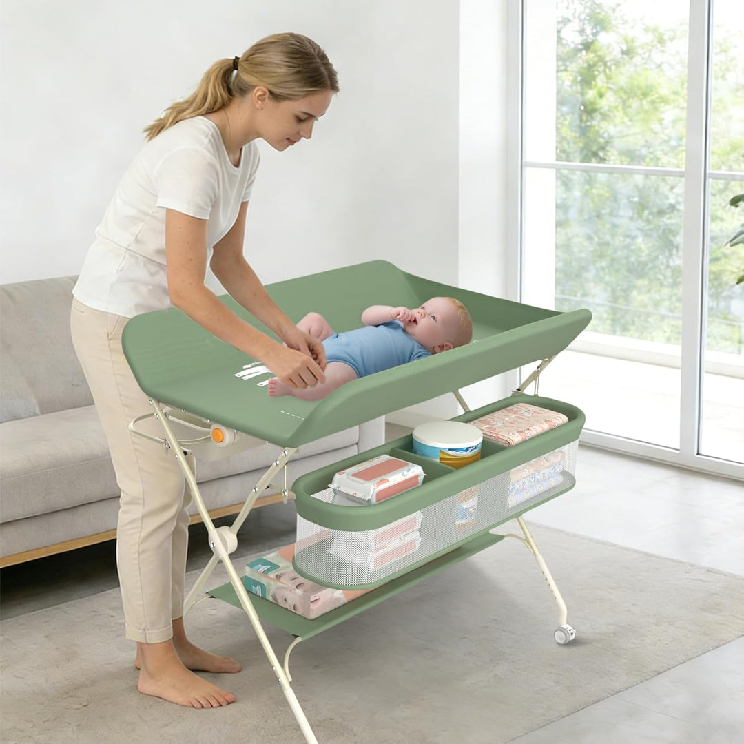 Kedia Baby Wickeltisch, Multifunktions-Wickelkommode, Babypflegetisch, Mobiler Wickeltisch mit Ablag