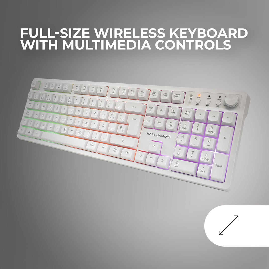 Mars Gaming MCPWX, Italienisch, Kabelloses Gaming-Combo, DualPro Link 2.4GPRO-Technologie, Vollforma