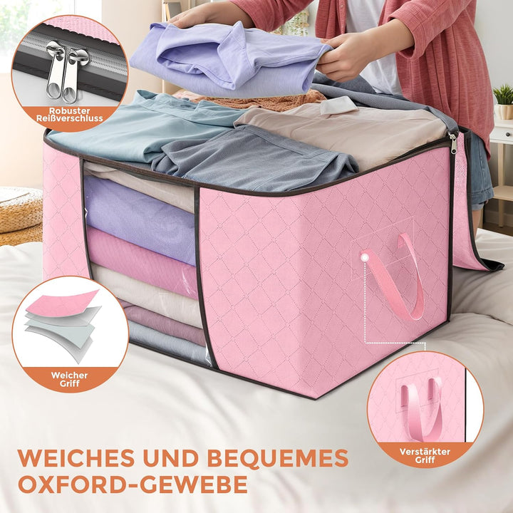 Budding Joy 6 Stück 90L Aufbewahrungstasche, Aufbewahrungsbox mit Deckel Grosse, Kleider Aufbewahrun