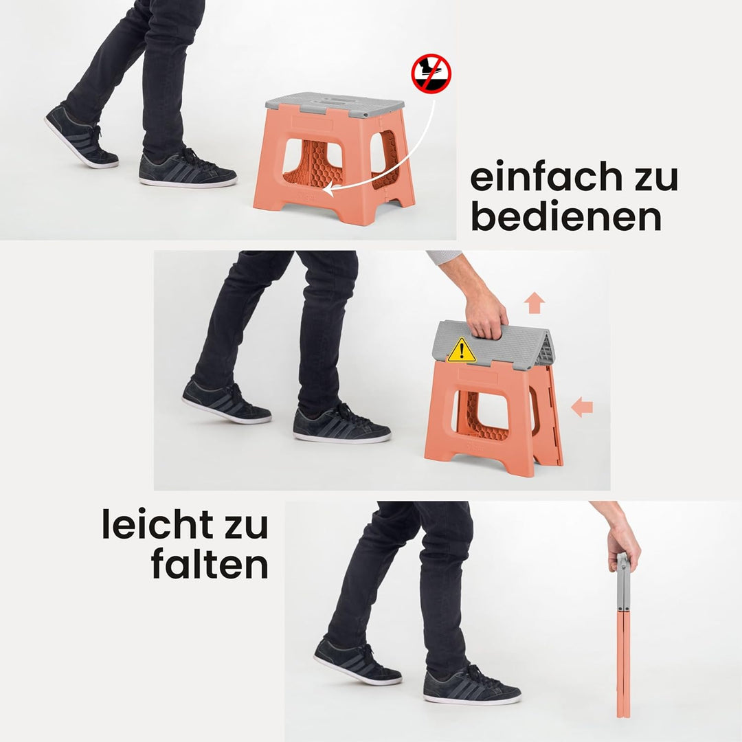 Vigar Kompakte Tritthocker Klappbar für Erwachsene, 32 cm, Klapphocker Faltbar 150 kg rutschfest, Le