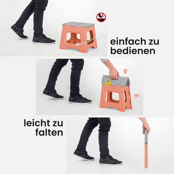 Vigar Kompakte Tritthocker Klappbar für Erwachsene, 32 cm, Klapphocker Faltbar 150 kg rutschfest, Le