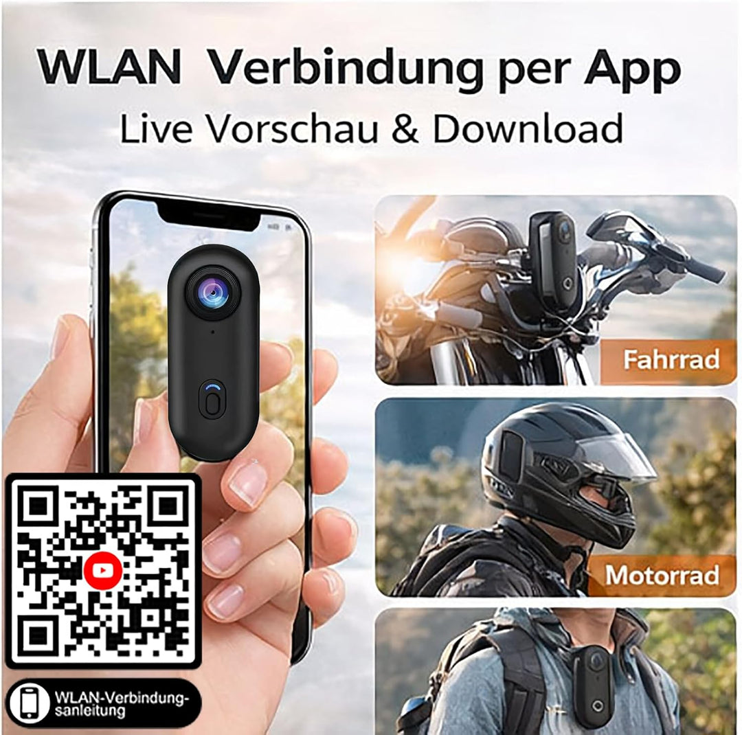 Zeerkeer Mini Thumb Action Kamera 120° Weitwinkelobjektiv 1080P Mini-Körperkamera mit magnetischem T