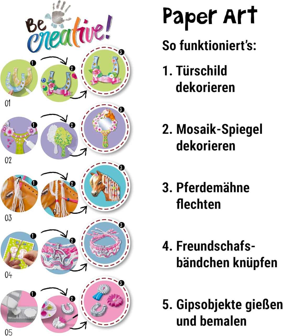 Ravensburger BeCreative Multi Activities Horses - Bastelset für Kinder ab 6 Jahren, Pferde-Bastelpro