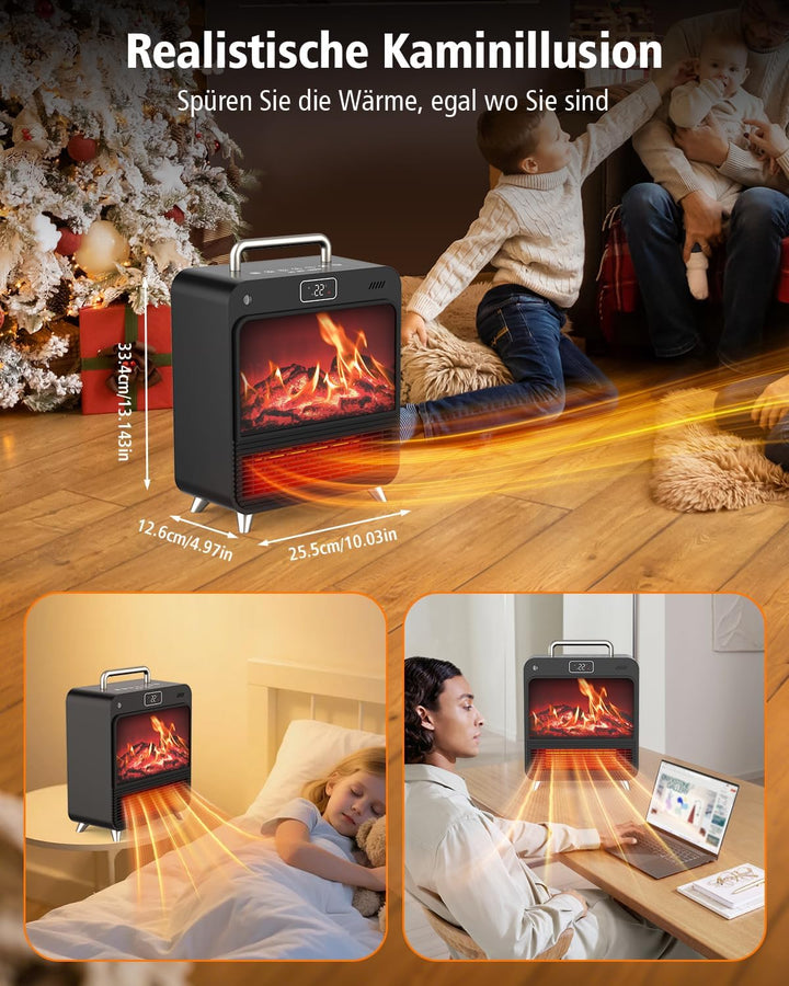 Heizlüfter Energiesparend 1500W, PTC Keramik Heizung mit 4 Modi & Thermostat, Erlebe leisen Komfort