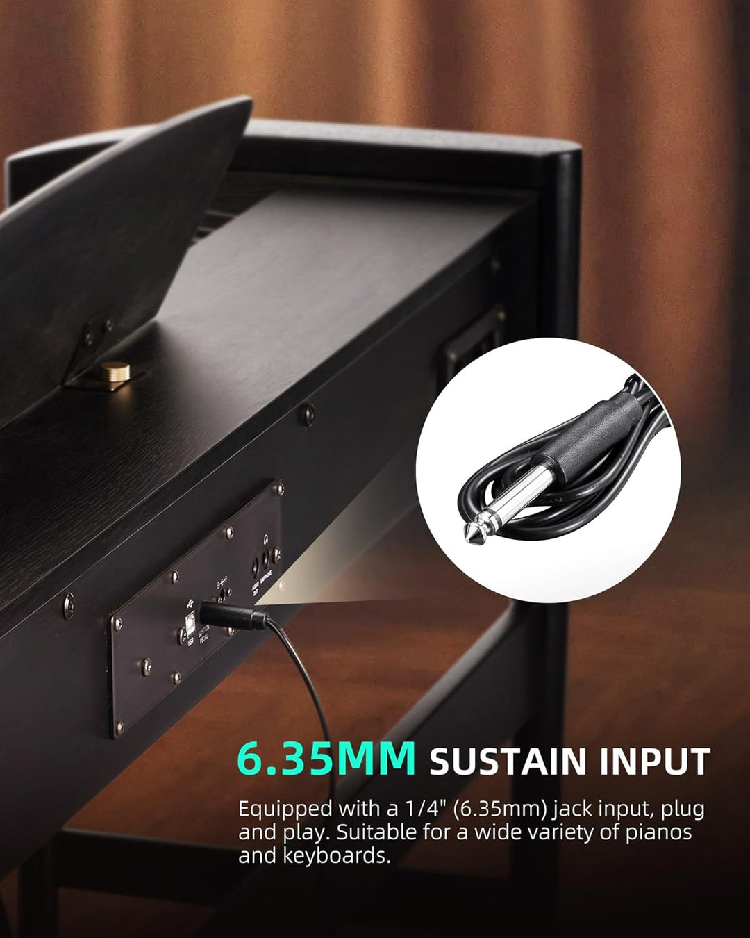 LEKATO Universelles Sustain Pedal für Keyboard, Klavier-Fusspedal mit Polaritätsschalter für elektro