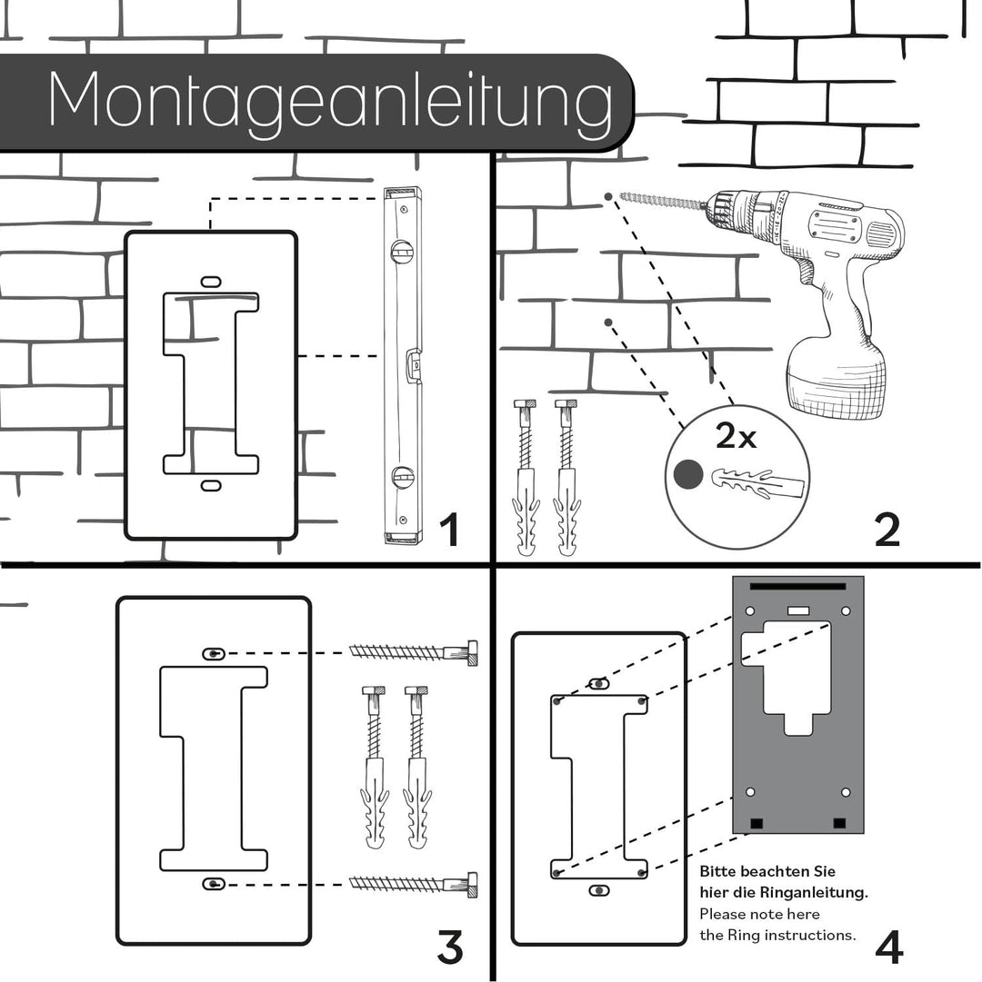 iSecur Blende passend für Ring Akku-Videotürklingel aus Edelstahl I Video-Doorbell 2. Gen 3 Plus 4 (