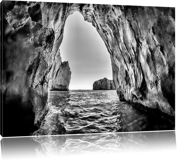 Pixxprint Felstor im Meer als Leinwandbild/Grösse: 100x70 cm/Wandbild/Kunstdruck/fertig bespannt, 10