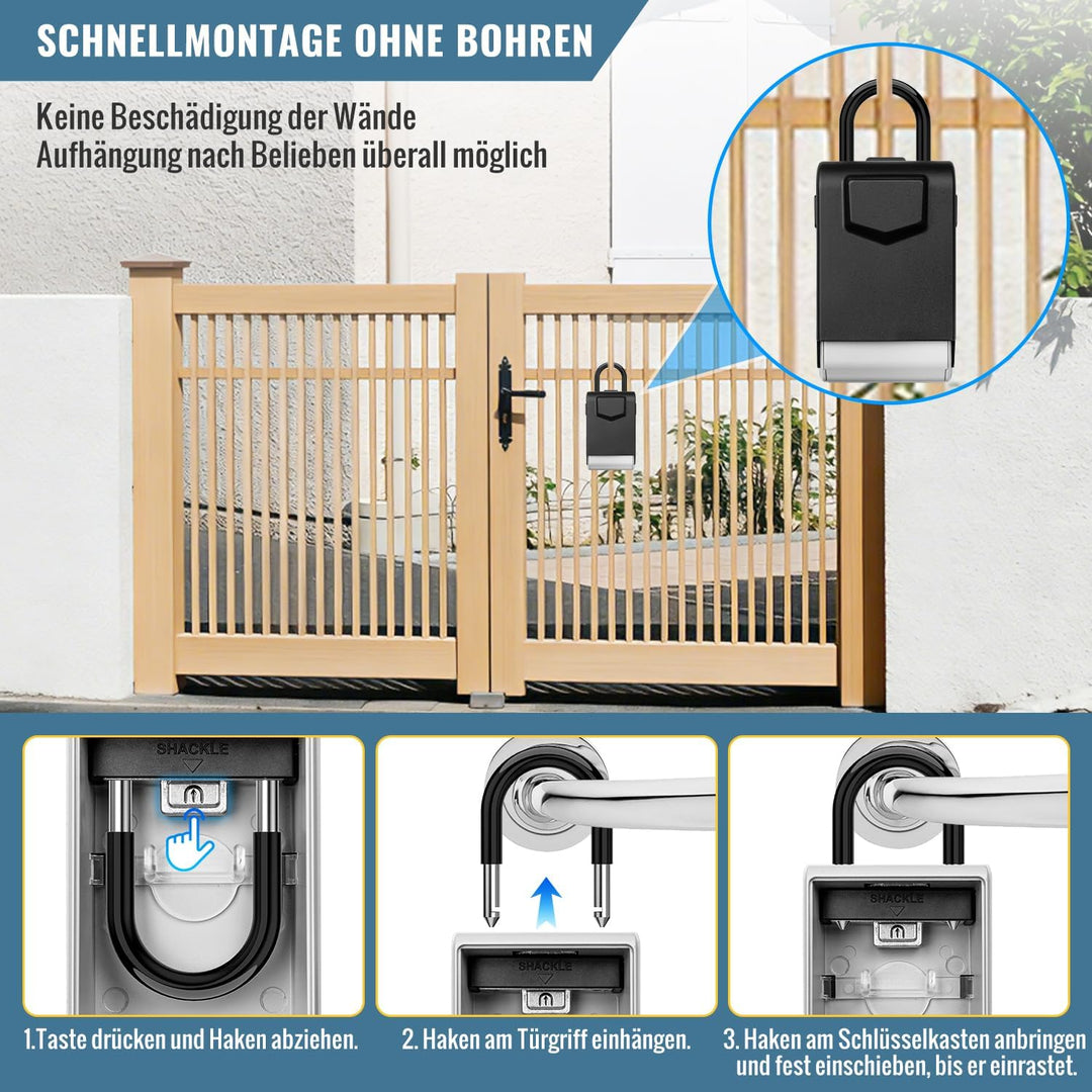 ENONEO Schlüsseltresor mit Beleuchteten Zahlencode Aussen Schlüsseltresor mit Bügel, Wetterfest Schl