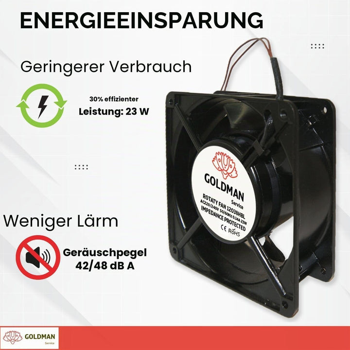 Ventilator Axialventilator für Kaminkassetten mit hoher Temperatur, aus Metall, universell, 120 x 12