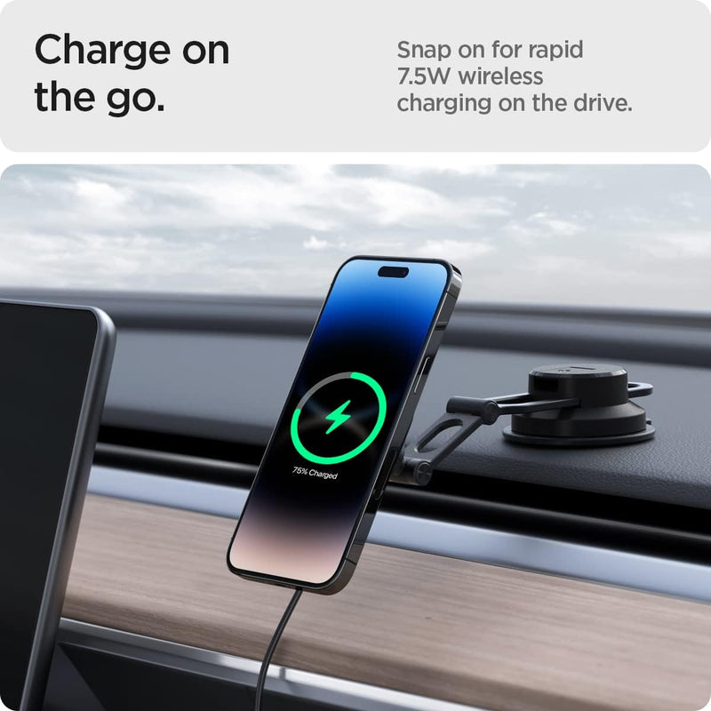 Spigen OneTap Pro 3 MagFit MagSafe Autohalterung Ladegerät, Magnetisches Kabelloses Auto Handyhalter