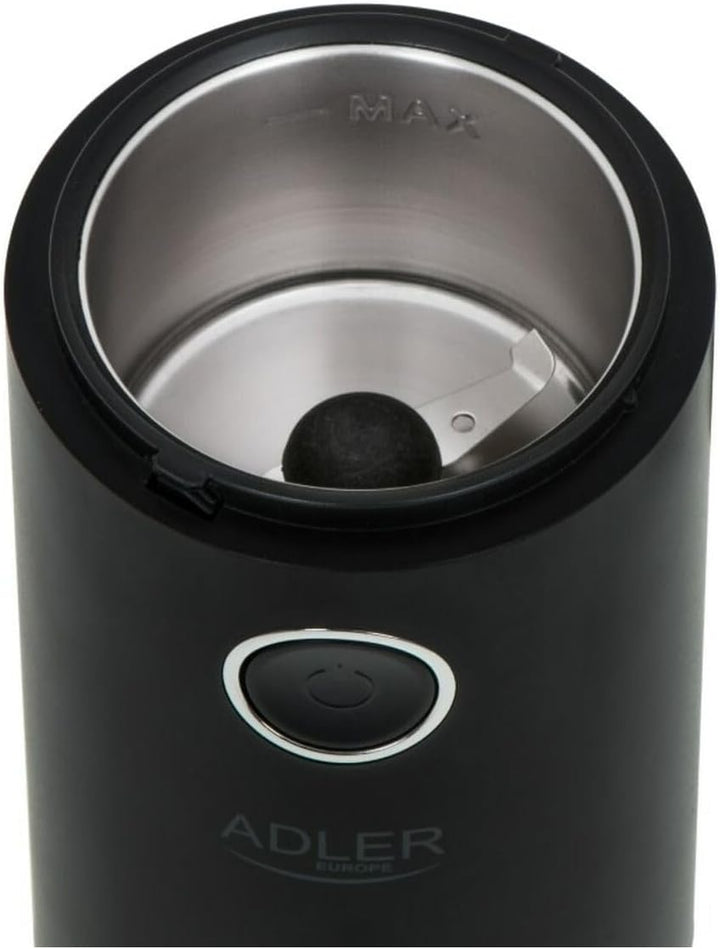 Adler AD 4446bs Elektrische Kaffeemühle aus Edelstahl, 150 W, Füllmenge bis zu 75g, Mühle für Kaffee