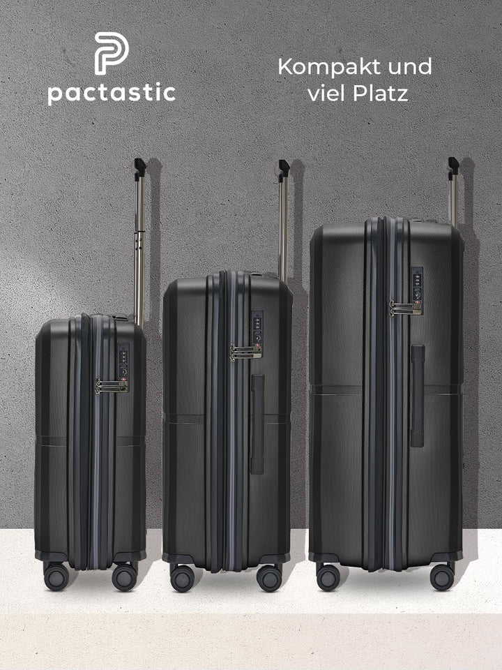 Pactastic Ultra leicht Hartschalen Koffer-Set 3-teilig | Robustes Polypropylen Material | mit Dehnfa
