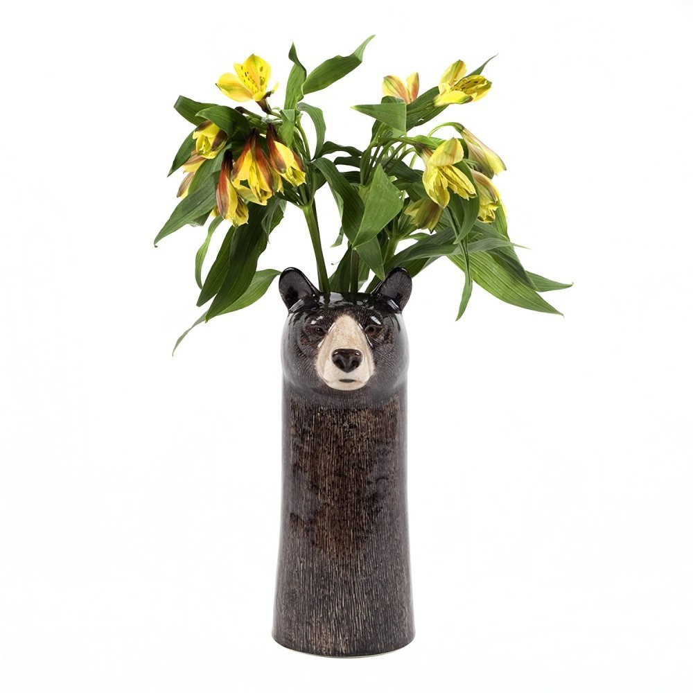 Quail Ceramics Blumenvase mit schwarzem Bär, gross